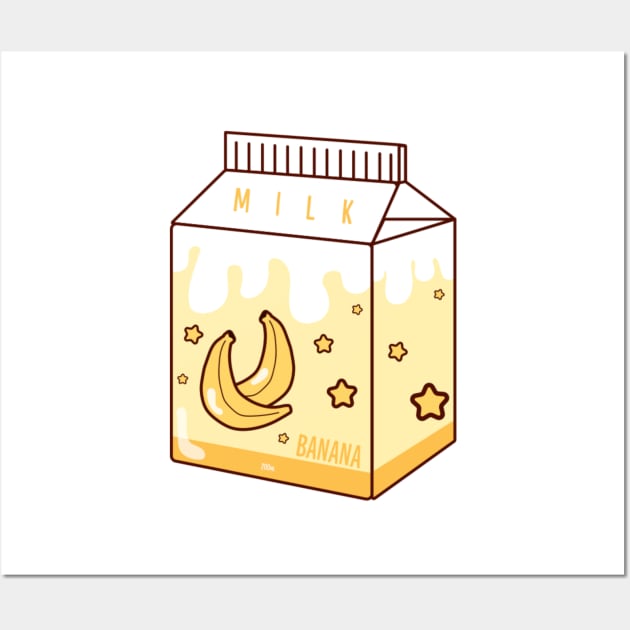 Japanese aesthetics kawaii banana milk Wall Art by Japanese Designs